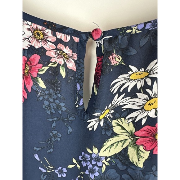 Torrid Floral Print Georgette Keyhole Back Blue Sheer Chiffon Plus Size 3 3X - Picture 7 of 9